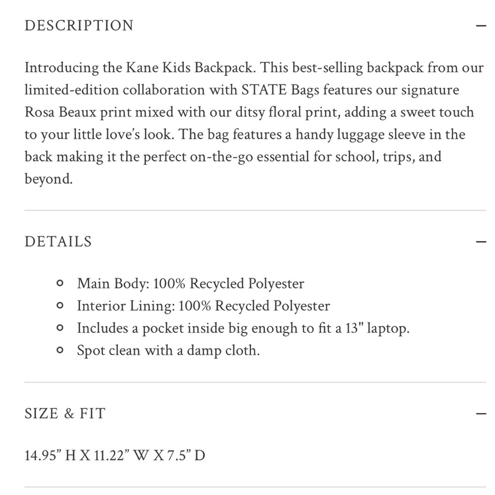 LoveShackFancy x State Kane Double Pocket Backpack - Picture 6 of 9